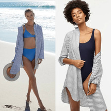J. Crew Classic-fit beach shirt in striped linen-cotton blend XXS NWT 98