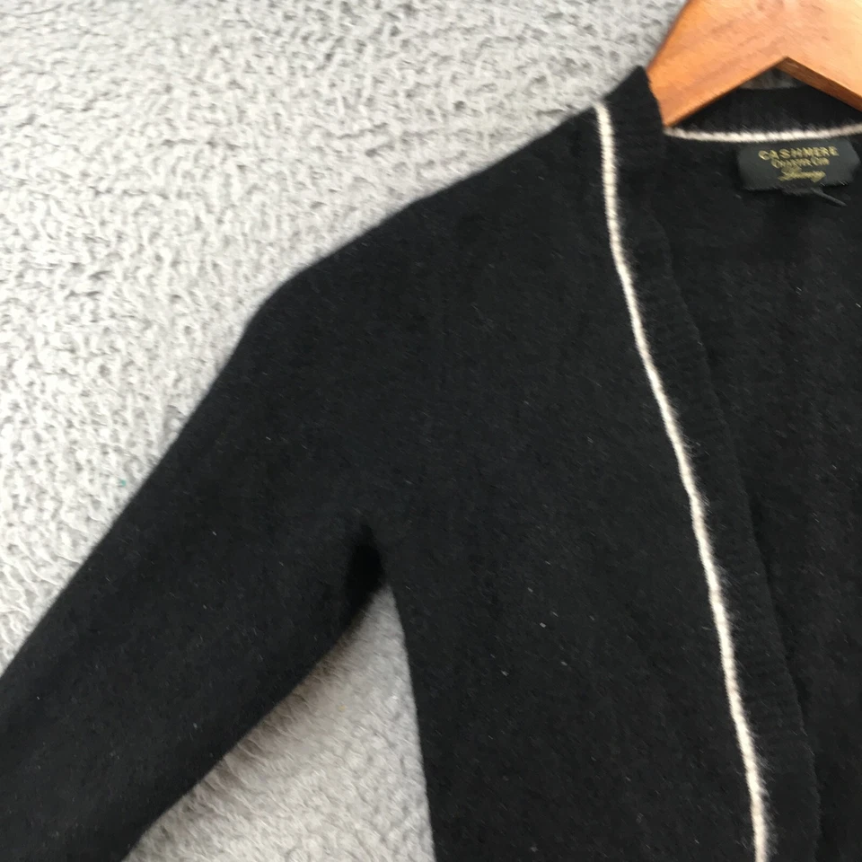 Cárdigan suéter Charter Club frente abierto para mujer XS negro cachemir manga larga Foto 4 de 4