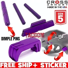 Cross Armory GL0CK Gen 5 PURPLE Extend Slide Lock Magazine Release Dimple Pins
