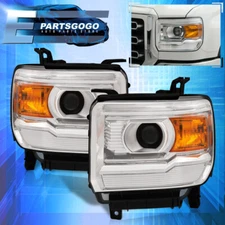 For GMC Sierra 1500 14-18 / 2500HD 3500HD 15-19 Projector Headlights Lamp Chrome