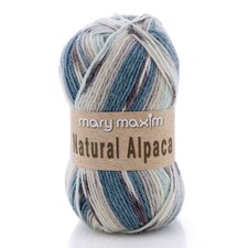 Mary Maxim Natural Alpaca Tweed Yarn  Aqua Stripe  4 Medium Worsted Weight Yarn