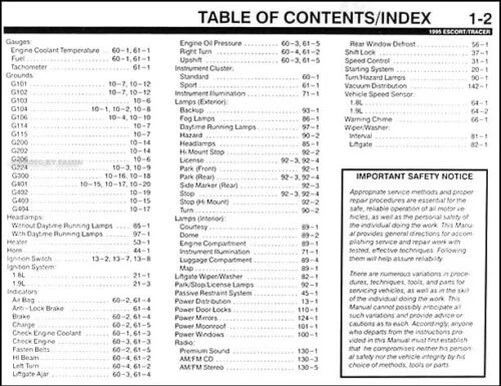 1995 Escort Tracer Eléctrico Y Vacío Problemas Manual Ford Mercury - Imagen 3 de 3