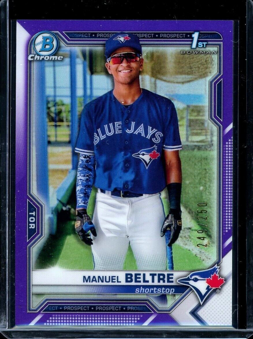 2021 1st Bowman Chrome ~ Manuel Beltre ~ Purple Refractor /250 ~#BCP-244 ~ Jays
