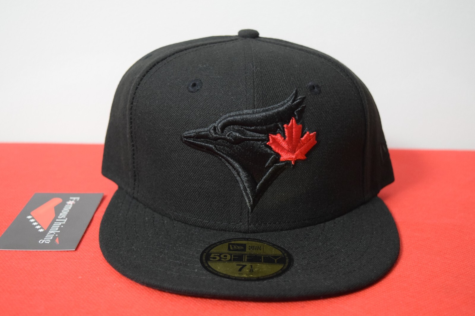 MLB New Era Toronto Blue Jays Black Hat Red Leaf RARE 59Fifty not