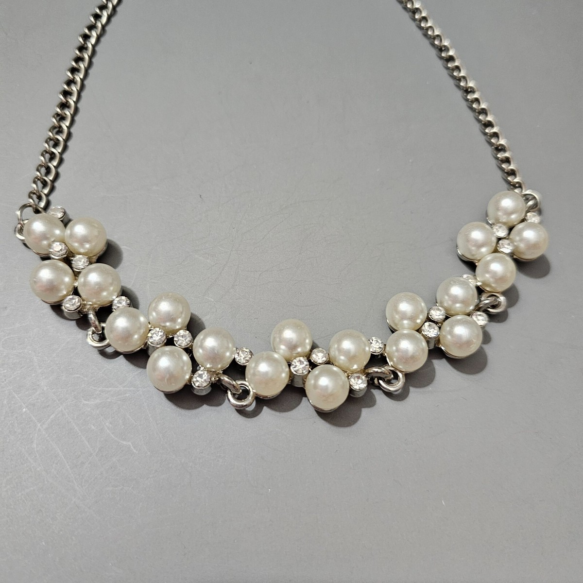 Paparazzi LOVE STORY Statement Necklace Rhinestones Faux Pearls