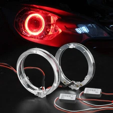 Pair 80mm LED Light Guide Red Angel Eyes Halo Rings for Car Headlights Retrofit