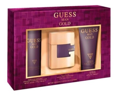 GUESS MAN GOLD Cologne for Men 3pc SET oz EDT Spray