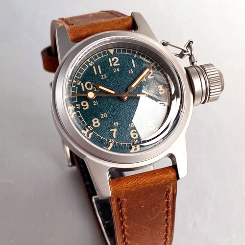 Tandorio 36mm Military Retro Matte Cyan Sapphire 20ATM NH35 Men Mechanical Watch - Picture 3 of 6