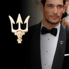 British Stlye Vintage Trident Brooch Men's Suit Metal Brooches Lapel Pin Badge