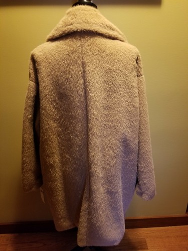 NWT BCBGeneration Faux Fur Teddy Bear Coat Camel Tan Notched Lapel XL - Picture 10 of 12