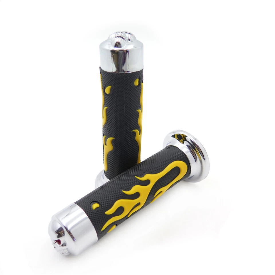 Empuñaduras de llama amarilla de 7/8" para scooter Suzuki Burgman Skywave Ducati 749 898 Foto 4 de 4