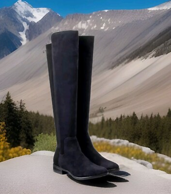 Clarks Size D(35 EU) Caddy Belle Navy Suede Pull On Long Knee