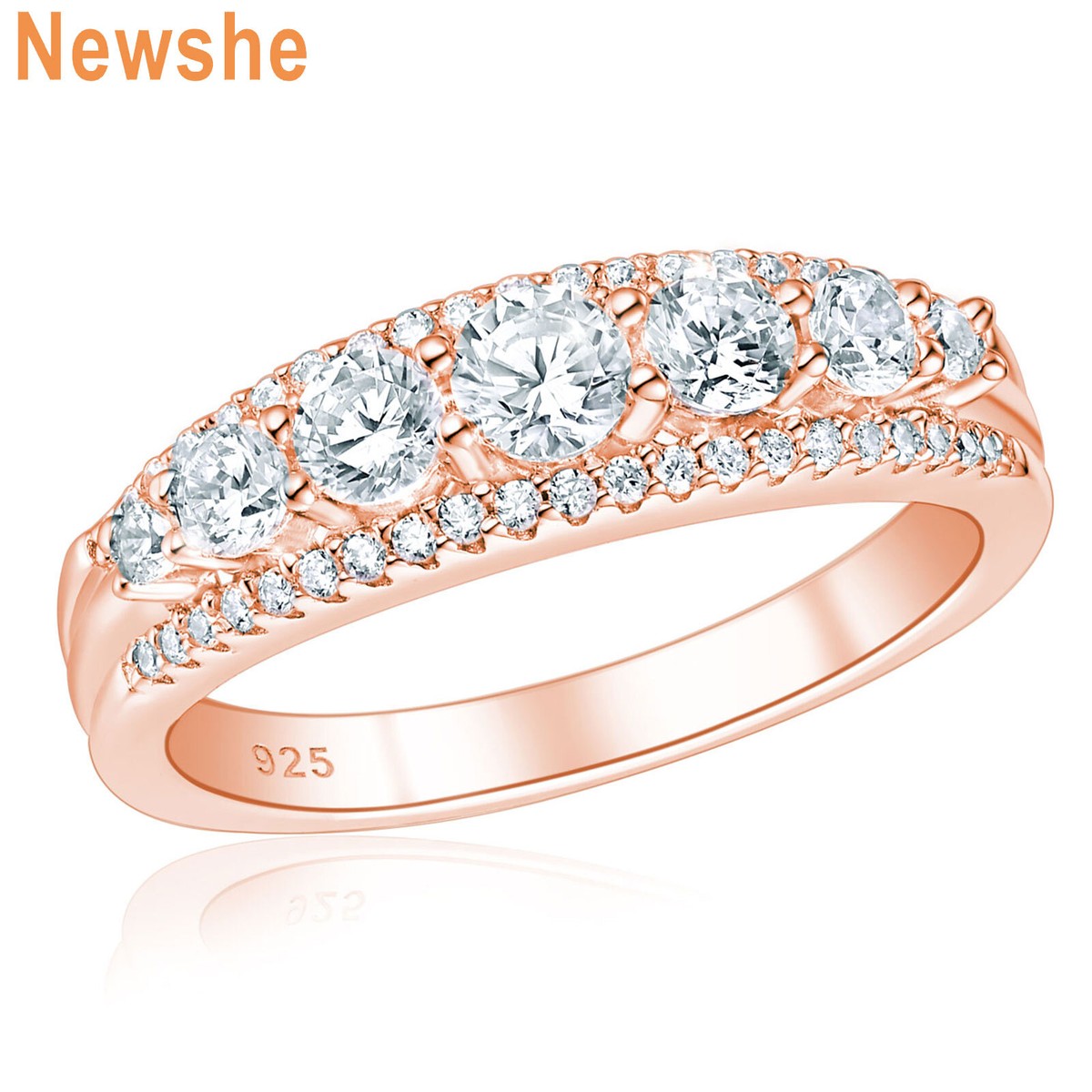 Rose Gold Over Solid Silver Wedding Band for Women Eternity