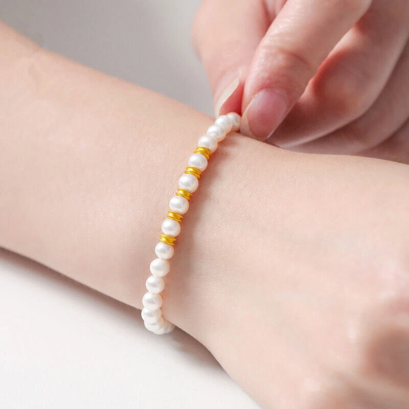 1pcs Pure 999 24K Yellow Gold Lucky Transfer Spacer Bead Pendant Foto 3 de 4