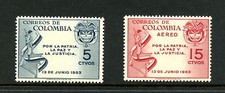 G630 Colombie 1954 Carte De Soldat Et Armes 2V MNH