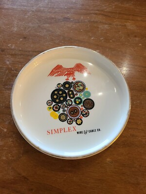 Vintage Ceramic Simplex Wire & Cable Co. Dish Advertising Decor, Newton 61, Mass