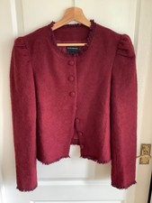 Bnwt Club Monaco Women Red Wine Claret Coloured Blazer Size Us12 Uk14, Rrp £285