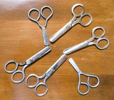 Lot of 6 vintage children's child's steel metal blunt 3-4" scissors.