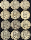 Roll of 12 Circulated 1950s-1960s Franklin Half Dollar 90% Silver Coins