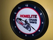 Homelite Chainsaw Lumberjack Hardware Store Man Cave Advertising Clock Sign
