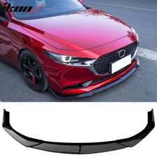 For 19-26 Mazda 3 Sedan Ikon Style Front Bumper Lip Chin Spoiler Gloss Black 3pc For 19-26 Mazda 3 Sedan Ikon Style Front Bumper Lip Chin Spoiler Gloss Black 3pc