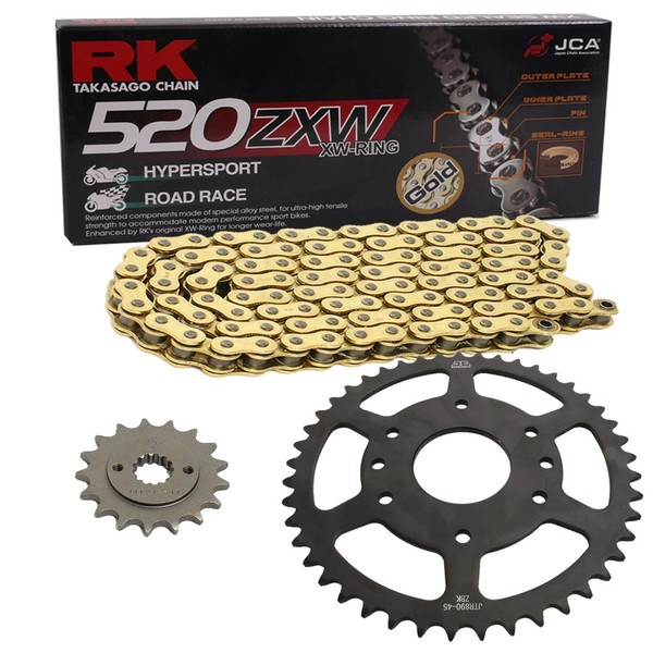 Kettensatz Kawasaki KLX 650 93-95 Kette RK GB 520 ZXW 112 Gold Offen 15/43-image