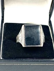 Vintage Large Sterling Silver & Onyx Signet Ring Size W E1052