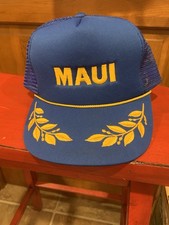 Vintage 80's Hawaii Royal Blue Snapback Mesh Trucker Hat Cap HAWAIIAN HEADWARE