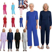 Adult Adaptive Clothing Anti-Strip Back-Zip Jumpsuit Cotton Romper Special Needs