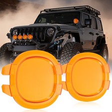 AUXBEAM 4 Inch Round LED Work Driving Pod Lights Cover Dark Amber Shield Covers