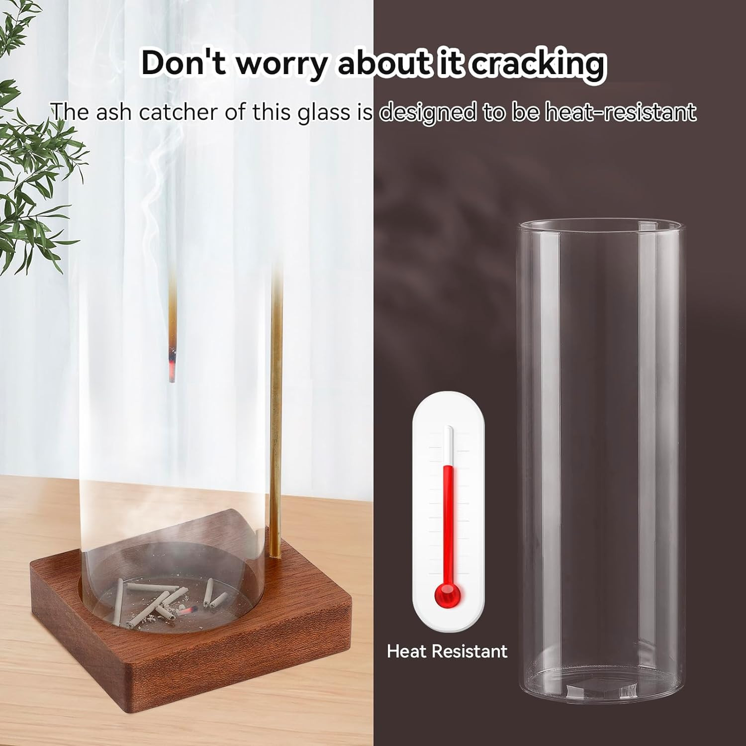 Incense Holder for Sticks, Insence-Stick Holder Ash Catcher with Removable Glass