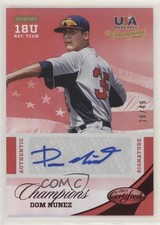 2013 Panini USA Baseball Champions Mirror Red 26/49 Dom Nunez #36 Auto 5v0