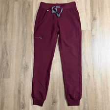 New FIGS Zamora Jogger Bugundy Scrub Pants Sz XXS Healthcare Fashion Chic Scrubs
