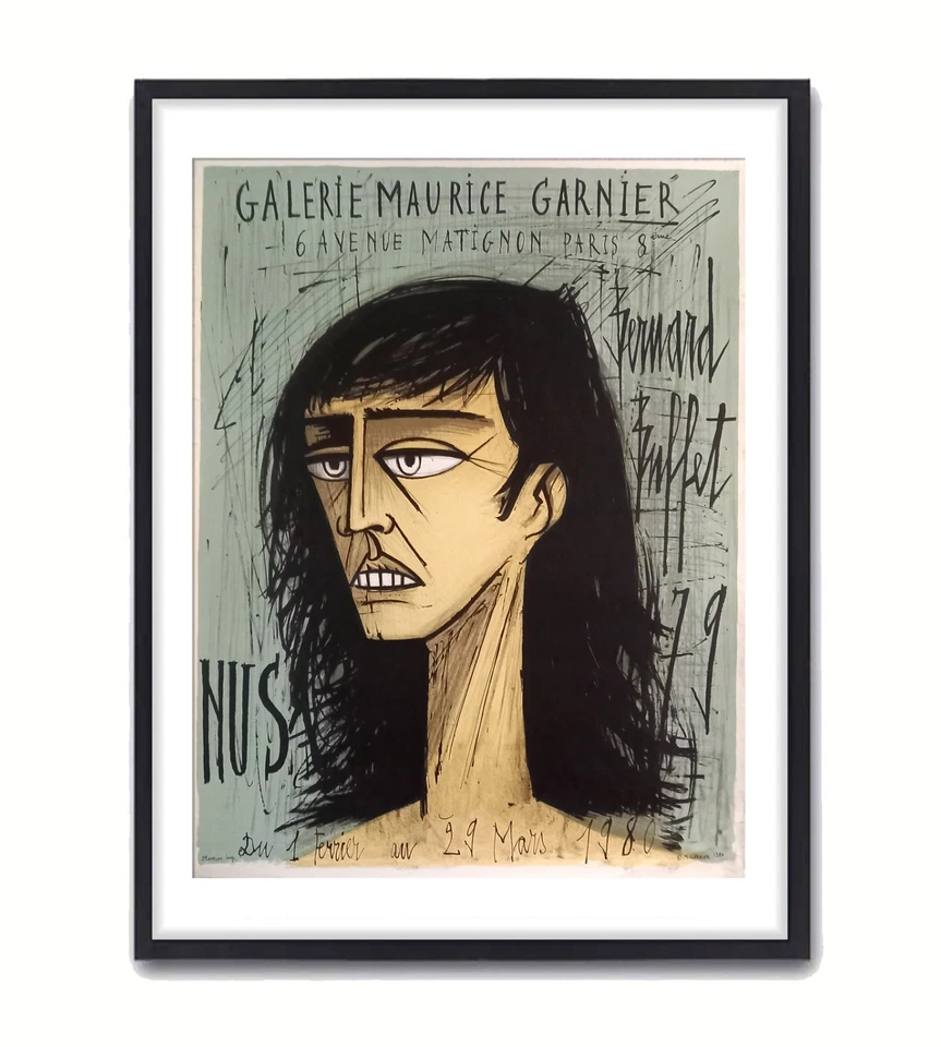 Affiche Originale Exposition Bernard Buffet 1980, Art Moderne, Déco murale - Photo 3/4