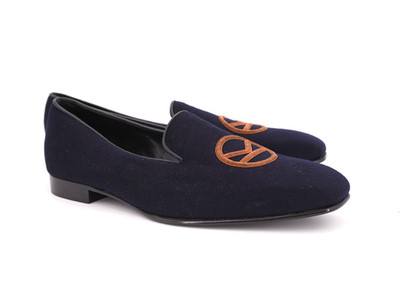 NEW | $598 KINGSMAN x GEORGE CLEVERLEY 8.5 NAVY WOOL SLIPPER PRINCE ALBERT