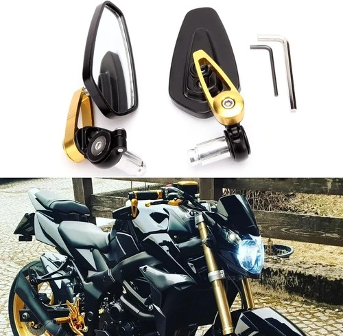 Universal Black Motorcycle Billet Aluminum 7/8" 22 Bar End 7/8 inch, Gold 