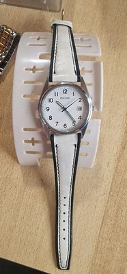 Pulsar Montreux Damen Quarz Uhr weißes Zifferblatt Datum Lederband VJ32-0P50