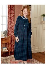 LANZ OF SALZBURG Green Tartan Plaid Flannel Cotton Long Nightgown Women  s Small