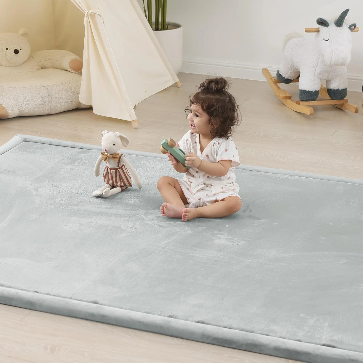 Thick Padded Baby Play Mat 39"x59" - Soft, Non-Slip for Tummy Time & Crawling
Opens in a new window