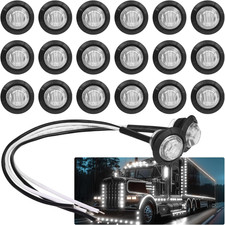 Pack of 20 3/4 Inch Mount White LED Clearance Bullet Marker Lights, Side LED
