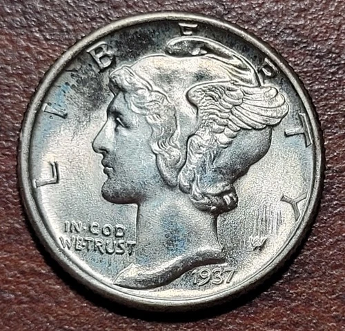 1937 Mercury Dime CHOICE BU UNC Lustrous Blast White Uncirculated 10c Coin
