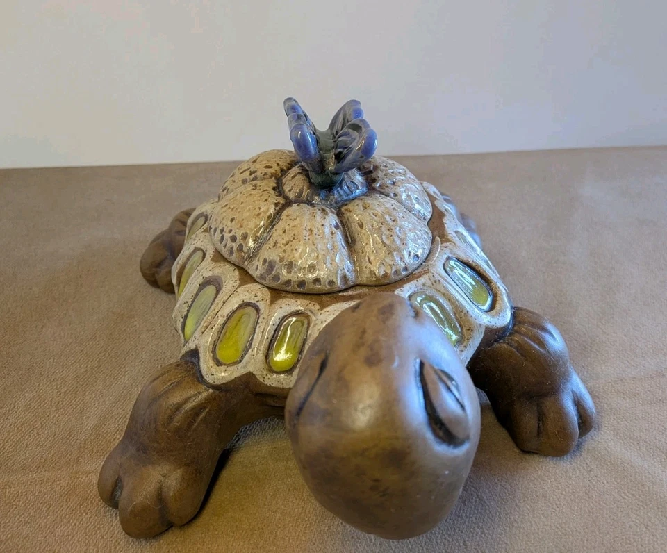 Caprichoso Contenedor Tortuga Cerámica Hermoso Esmalte Adorable Estante Acento Con... Foto 2 de 4