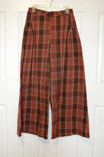 Cider Womens Size S Pants Waist 28" Brown Plaid Wide Leg Pleated Pocket Y2K Nwts