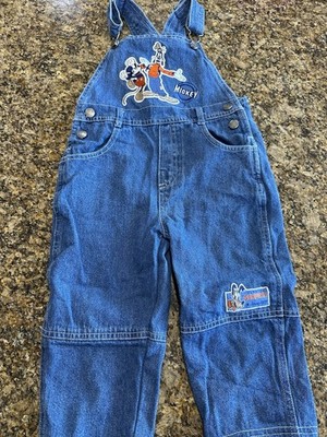 Y2K WDW Disney Overall 90s Mickey Goofy Pluto Overalls 3T Jean Denim