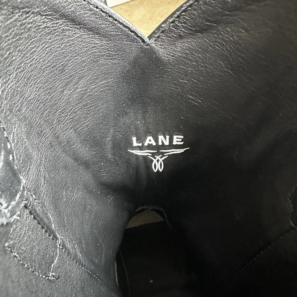 NUEVO CON ETIQUETAS Botas de Vaquero Midi Lane SANDAGA Punta Corta Western Jet Cuero Negro Para Mujer’s 9 Foto 4 de 4