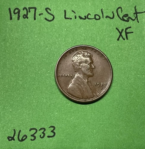1927-S Lincoln Wheat Cent 1c Xf Extra Fine