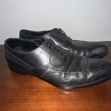 PRADA Size 10 USA Leather Wingtip Oxfords Shoes Black Regular