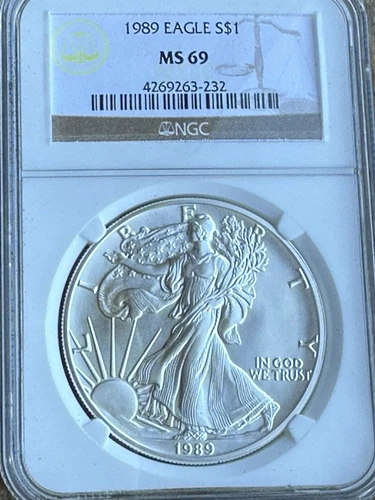 1989 American silver eagle NGC  MS69