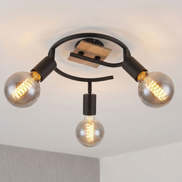 Deckenlampe Deckenleuchte Spotleuchte Holz Wohnzimmerlampe Rondell D 25 Cm-image