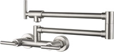 Brushed Nickel Pot Filler Faucet Wall Mount for Kitchen - Hot Cold Water